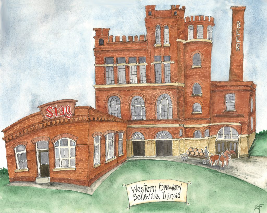 Old Stag Brewery Watercolor Print 8x10